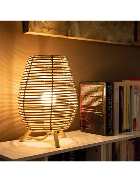 Lámpara de sobremesa BOSSA 30, de fibras naturales con cable yute para interior, E27 (no incl.)