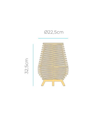 Lámpara de sobremesa BOSSA 30, de fibras naturales con cable yute para interior, E27 (no incl.)