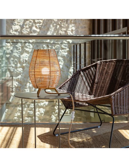Lampe de table BOSSA 30, en fibres naturelles avec câble en jute pour l'intérieur, E27 (non inclus)