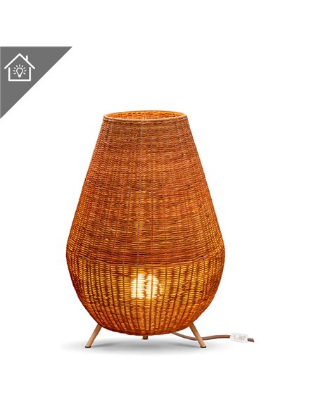 Luminária decorativa LED SAONA 70 em fibra natural para interiores, com cabo