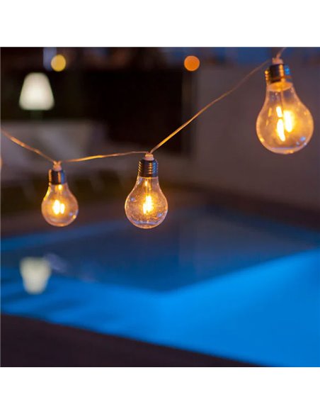 Guirlande lumineuse d'extérieur LED STELLA avec charge solaire et batterie rechargeable, 10 ampoules