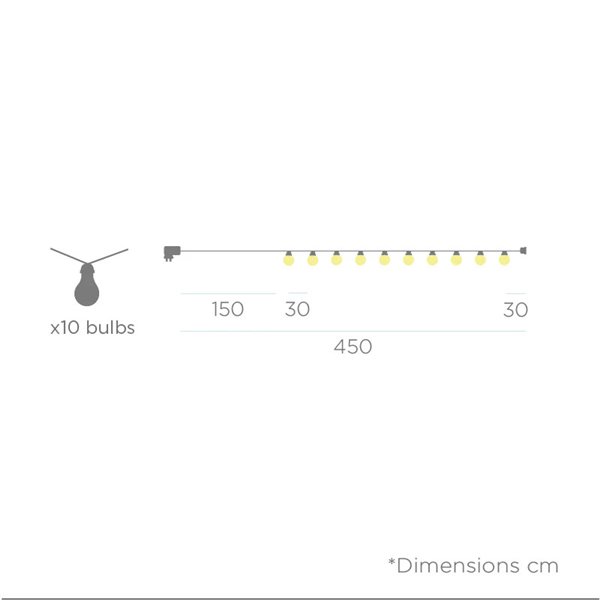 Guirlande lumineuse d'extérieur LED STELLA avec charge solaire et batterie rechargeable, 10 ampoules