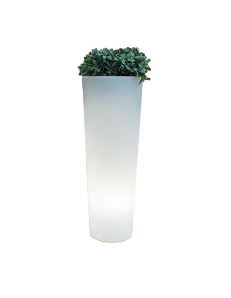 Jardinière solaire FICUS 80 avec éclairage LED pour extérieur, blanche, couleurs RVB et batterie, ø 29 x 79 cm