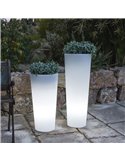 Macetero solar con luz LED para exterior FICUS 80, blanco con colores RGB y batería, ø29 x 79 cm