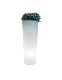 Macetero solar con luz LED para exterior FICUS 80, blanco con colores RGB y batería, ø29 x 79 cm