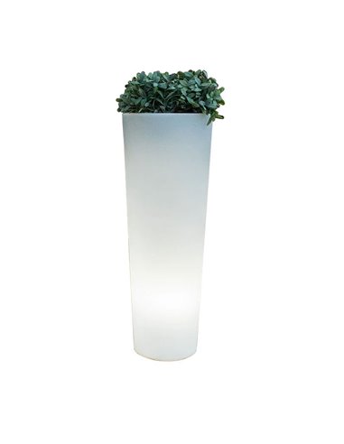 Macetero solar con luz LED para exterior FICUS 80, blanco con colores RGB y batería, ø29 x 79 cm