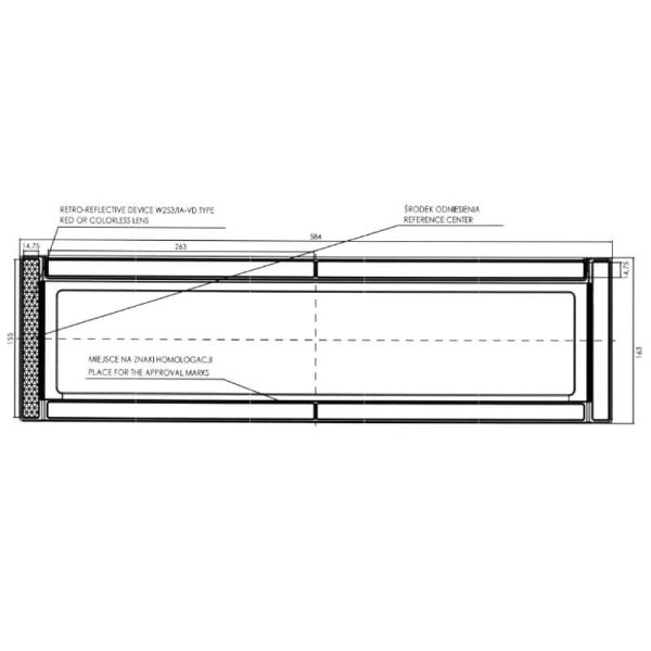 Medidas Traseiras Luz Traseira LED Placa W253 7 Funções Dinâmica 12V 24V S1D, F1, AR, R1D, 2aD, L, IA Was 2108 DD