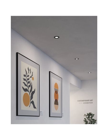 Spot LED encastré FUEVA 5, noir IP20, 2,7 W, 330 lm, 4 000 K, Ø 8,6 cm, coupe 7,5 cm