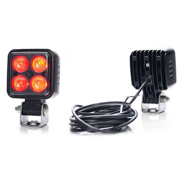 Foco LED de Seguridad W267 Rojo 12V-70V IP6K9K con óptica focalizada | 2,5 m cable Was Encendido