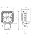 Medidas Foco LED de Seguridad W267 Rojo 12V-70V IP6K9K con óptica focalizada | 2,5 m cable Was Encendido
