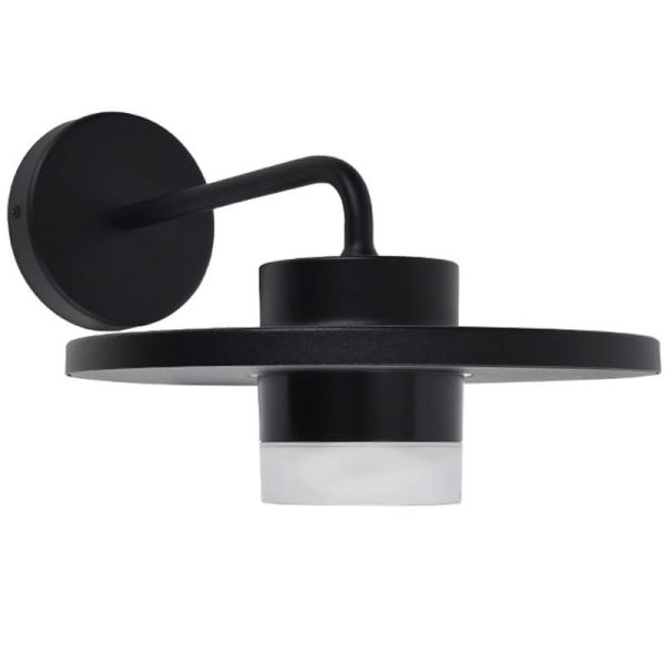 Aplique exterior LED PLATO, con forma de sombrero elegante negro, 7W 1170Lm, 3000K