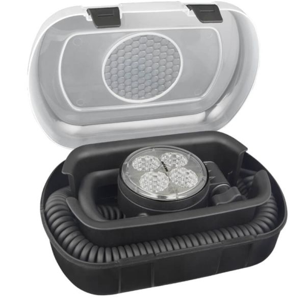 Farol redondo de LED 2000lm 12-24V com base magnética, cabo espiral, plugue para acendedor de cigarros e estojo CRC5H.53356