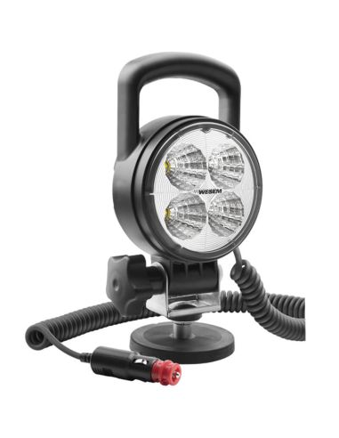 Phare LED rond 2000 lm 12-24 V avec base magnétique, câble spiralé, prise allume-cigare et étui CRC5H.53356