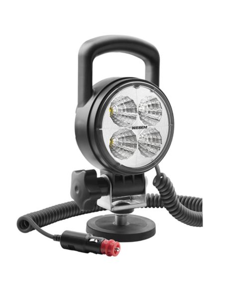 Farol redondo de LED 2000lm 12-24V com base magnética, cabo espiral, plugue para acendedor de cigarros e estojo CRC5H.53356