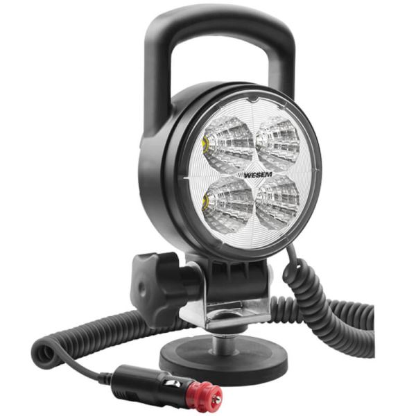 Phare LED rond 2000 lm 12-24 V avec base magnétique, câble spiralé, prise allume-cigare et étui CRC5H.53356