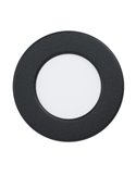 Downlight LED empotrable negro FUEVA 6 IP44, CCT (2700K-4000K-6500K), 3,7W 450Lm, Ø88mm