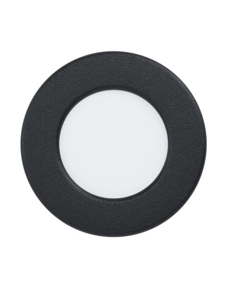 Downlight LED empotrable negro FUEVA 6 IP44, CCT (2700K-4000K-6500K), 3,7W 450Lm, Ø88mm