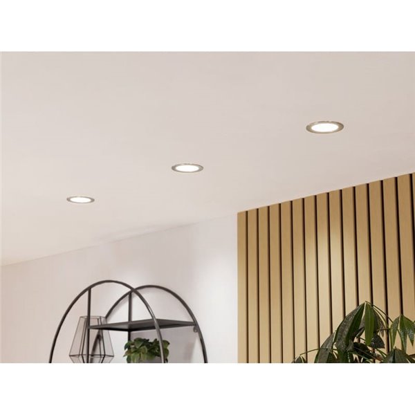 Downlight empotrable LED Ø119 niquel mate FUEVA 6, CCT (2700K-4000K-6500K), 6,3W 720Lm, IP20