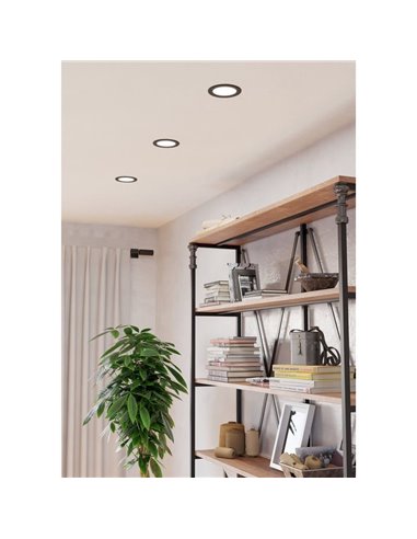 Downlight LED portátil preto FUEVA 6 IP44, Ø119mm CCT (2700K-4000K-6500K), 6,3W 720Lm