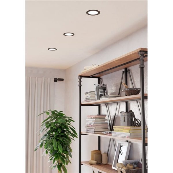 Downlight LED empotrable negro FUEVA 6 IP44, Ø119mm CCT (2700K-4000K-6500K), 6,3W 720Lm