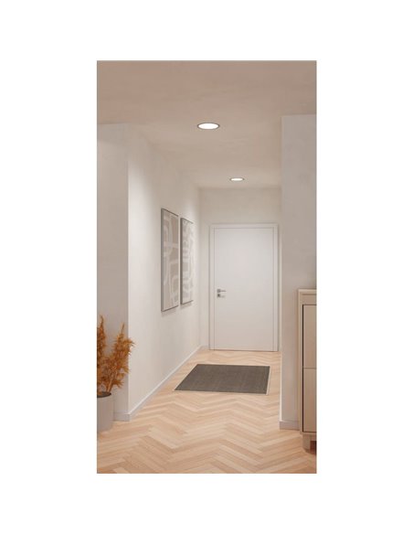 Downlight LED empotrável Ø216mm níquel mate FUEVA 6, CCT (2700K-4000K-6500K), 18,5W 2100Lm, IP20