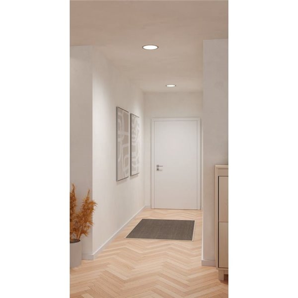 Downlight LED empotrável Ø216mm níquel mate FUEVA 6, CCT (2700K-4000K-6500K), 18,5W 2100Lm, IP20