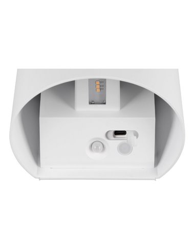 Applique murale d'extérieur ronde sans fil GENIE avec détecteur de mouvement, batterie rechargeable USB IP44