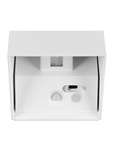 Aplique de pared cuadrado GENIE sin cables, con sensor de movimiento, batería recargable USB IP44