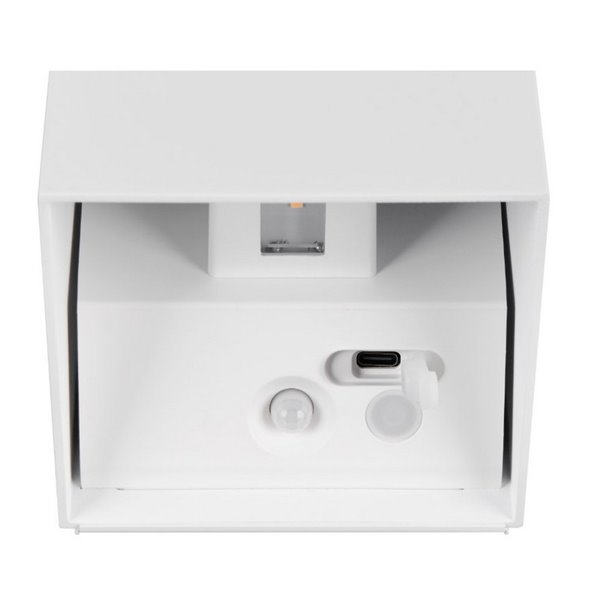 Aplique de pared cuadrado GENIE sin cables, con sensor de movimiento, batería recargable USB IP44