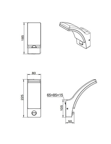 Applique murale LED puissante BEJA détecteur de mouvement, 12,5W 1650lm, 4000K IP44 Anthracite
