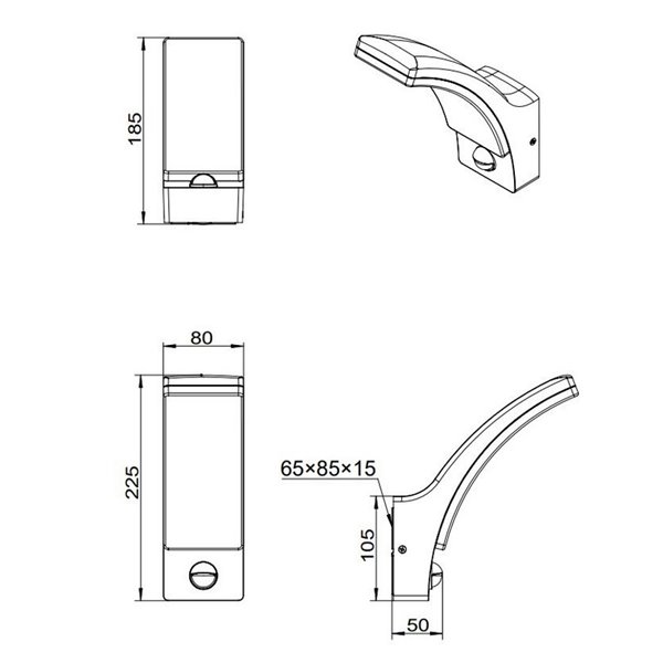 Applique murale LED puissante BEJA détecteur de mouvement, 12,5W 1650lm, 4000K IP44 Anthracite
