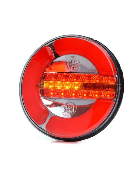 Lanterna traseira redonda de LED com 3 funções, 12 e 24 volts, pisca progressiva aprovada | Iluminação LeonLeds