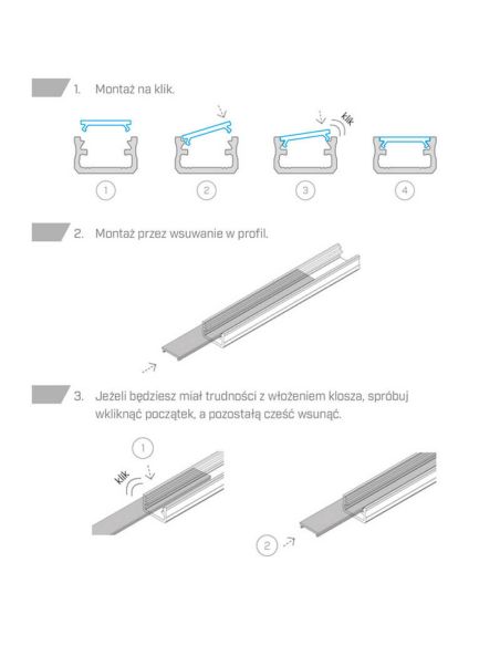 Difusor semitransparente para Tiras LED 2M Frosted ML Para Perfil A B C D G H Q W Y Z COSMO RETO J Q18 Q20 W | LeonLeds