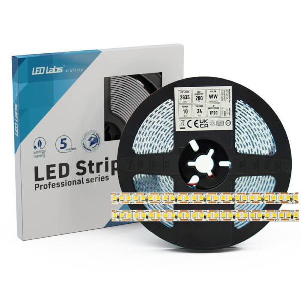 Bande LED professionnelle 24 V ONE LED CUT 10 W/m CRI90 Coupe 5 mm IP20 1410 lm/w 8 mm de diamètre 2700 K