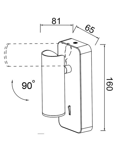 Mini luminária de parede NOTTE GU10 Reader (não incluída), com base retangular 160 cm A, branco/preto/níquel acetinado