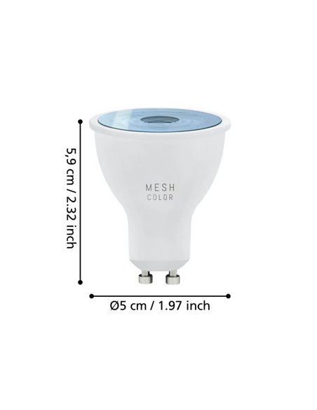 Lâmpada LED inteligente GU10 CONNECT-Z, 4,9 W 2700 K/6500 K RGB+TW, regulável