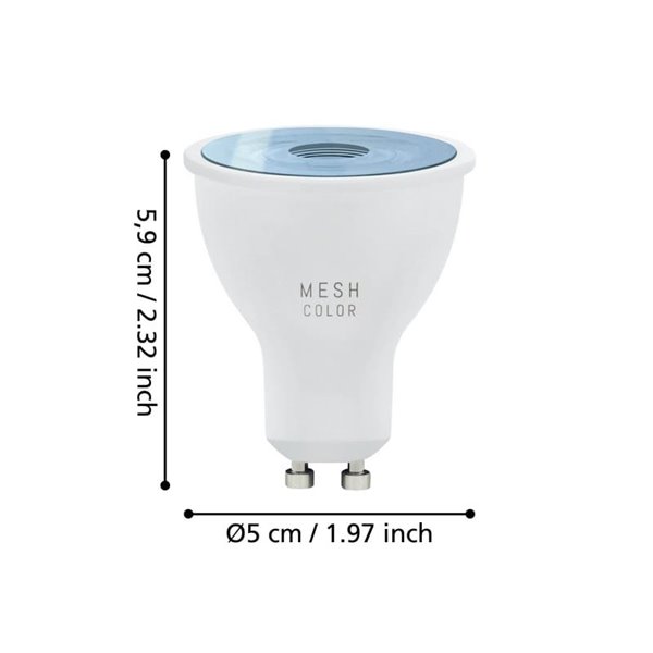 Bombilla LED inteligente GU10 CONNECT-Z, 4,9W 2700K/6500K RGB+TW, regulable en intensidad