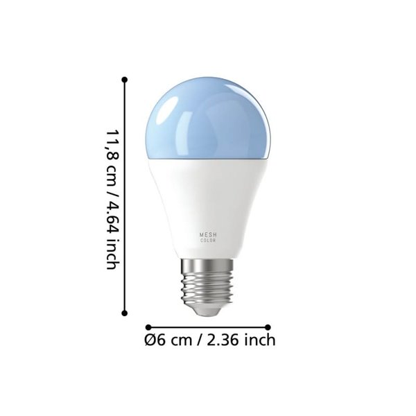 Bombilla LED inteligente E27 CONNECT-Z, 9W 2700K/6500K RGB+TW, regulable en intensidad