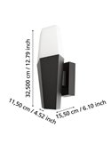 Aplique de pared exterior FARINDOLA, acero negro y plástico blanco, E27 (no incl.)