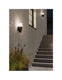 Aplique de pared exterior FARINDOLA, acero negro y plástico blanco, E27 (no incl.) 2