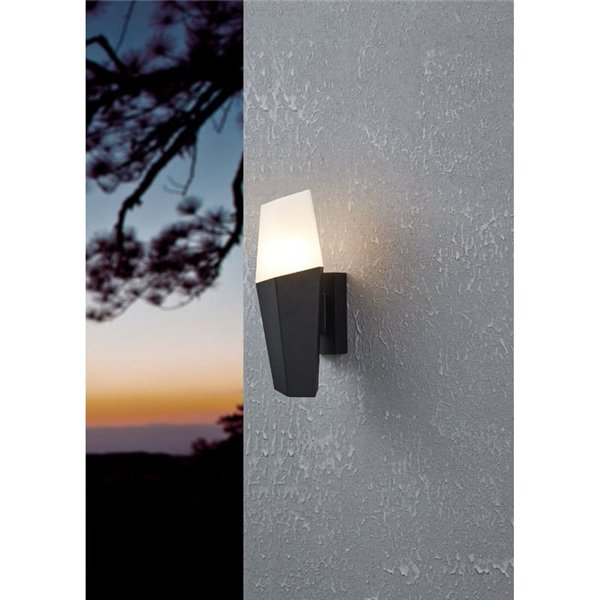 Aplique de pared exterior FARINDOLA, acero negro y plástico blanco, E27 (no incl.)