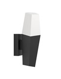 Aplique de pared exterior FARINDOLA, acero negro y plástico blanco, E27 (no incl.)