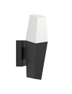 Aplique de pared exterior FARINDOLA, acero negro y plástico blanco, E27 (no incl.)