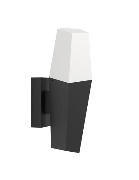 Aplique de pared exterior FARINDOLA, acero negro y plástico blanco, E27 (no incl.)