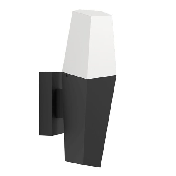 Aplique de pared exterior FARINDOLA, acero negro y plástico blanco, E27 (no incl.)