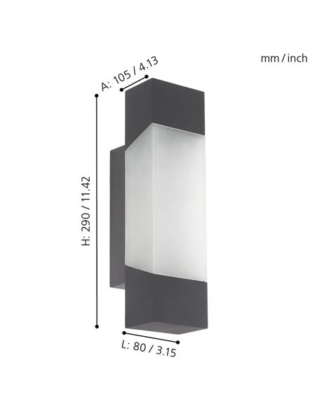 Aplique LED de pared exterior GORZANO, antracita 4,8W 550Lm 3000K, IP44
