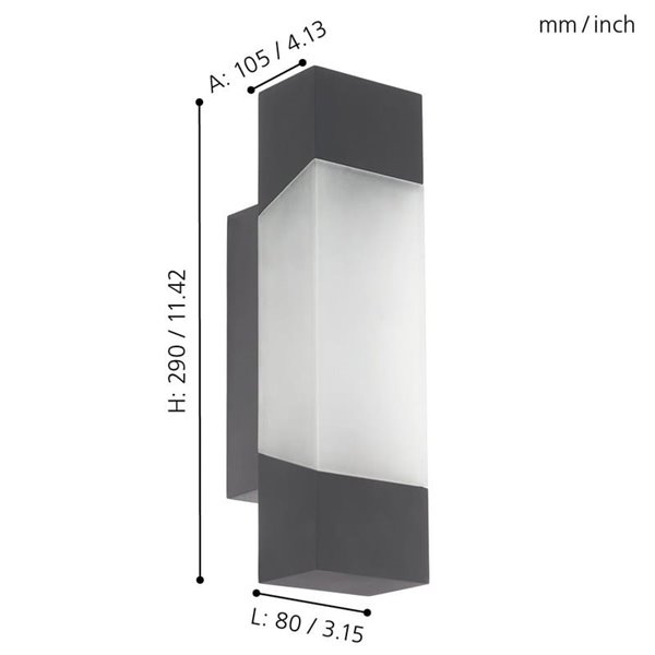 Aplique LED de pared exterior GORZANO, antracita 4,8W 550Lm 3000K, IP44