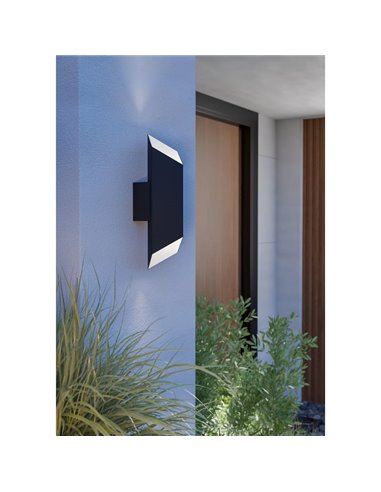 Aplique LED de pared geométrico de exterior SPIAZZINA, 2x2,5W 360Lm 3000K, negro IP55