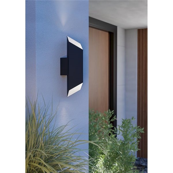 Aplique LED de pared geométrico de exterior SPIAZZINA, 2x2,5W 360Lm 3000K, negro IP55
