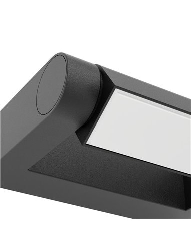 Aplique LED de pared BRIANZA, con cabezal giratorio 350º, negro 4,8W 550Lm 3000K, IP44